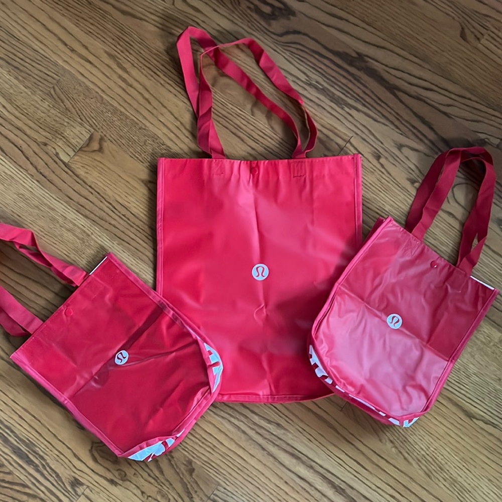 Red, big and small, lululemon bags